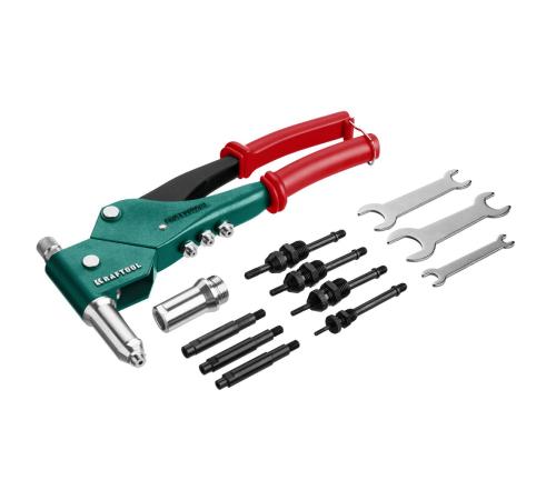 KRAFTOOL Combo3-M6, 360°, 3 вида заклёпок, комбинированный поворотный заклепочник в кейсе (31178)