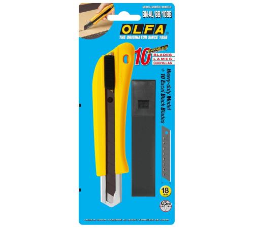 OLFA 18 мм, с авто фиксатором, нож с выдвижным лезвием (OL-BN-AL/BB/10BB)