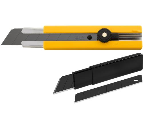 OLFA 25 мм, в комплекте с лезвиями EXCEL BLACK 5 шт, нож (OL-H-1BB/5BB )