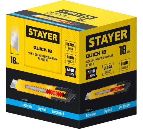 STAYER QUICK-18, 18 мм, нож из АБС пластика (0910)