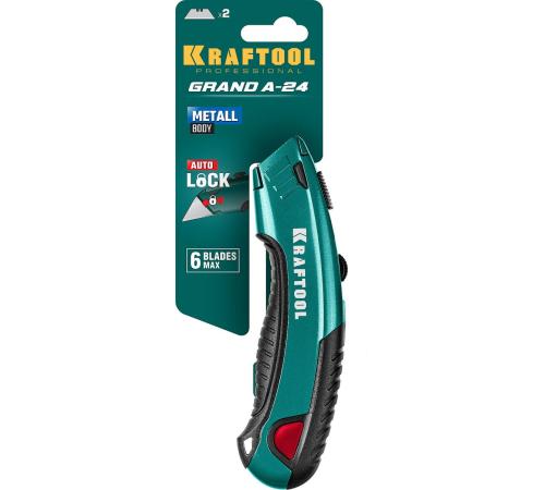 KRAFTOOL с автостопом, 2 лезвия, универсальный нож (09241)
