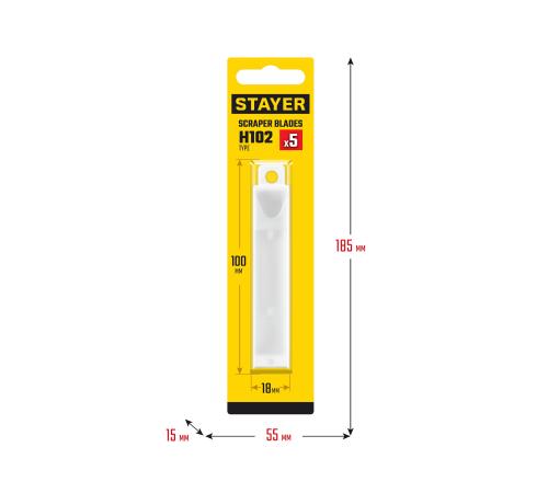 STAYER 100 мм, 5 шт, сменное лезвие для скребка 08515 (08515-S5)