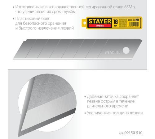 STAYER 18 мм, 10 шт, сегментированные лезвия (09150-S10 )