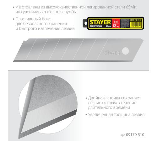STAYER 25 мм, 10 шт, сегментированные лезвия (09179-S10)