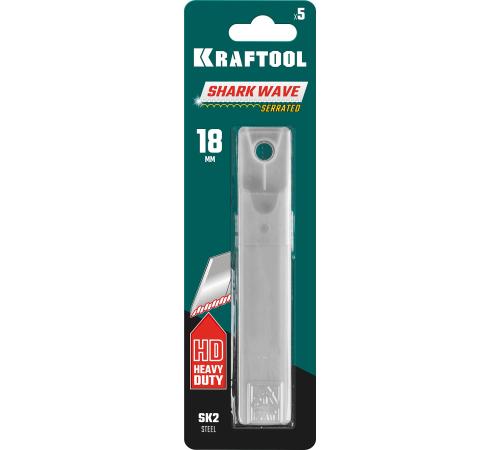 KRAFTOOL 18 мм, 5 шт, серрейторные сегментированные лезвия для сложных материалов (09604-18-S5)