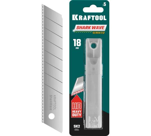KRAFTOOL 18 мм, 5 шт, серрейторные сегментированные лезвия для сложных материалов (09604-18-S5)
