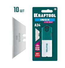KRAFTOOL INOX-A24, 10 шт, нержавеющие трапециевидные лезвия (09626-S10)