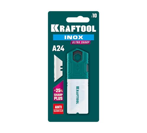 KRAFTOOL INOX-A24, 10 шт, нержавеющие трапециевидные лезвия (09626-S10)