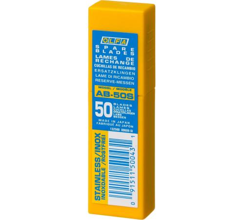 OLFA 9 мм, 50 шт, в пластиковом кейсе, сегментированные лезвия (OL-AB-50S)