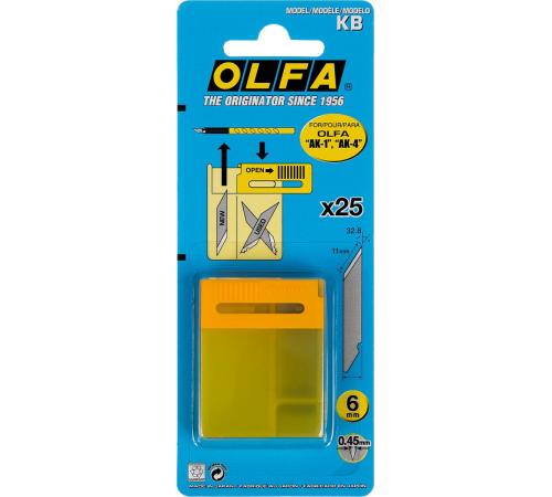 OLFA 25 шт, 6 мм, перовые лезвия для ножа OL-AK-1 (OL-KB)