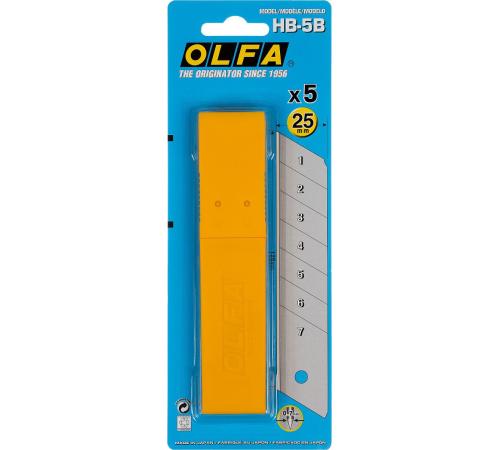 OLFA 25 мм, 5 шт, в пластиковом кейсе + блистер, сегментированные лезвия (OL-HB-5B)