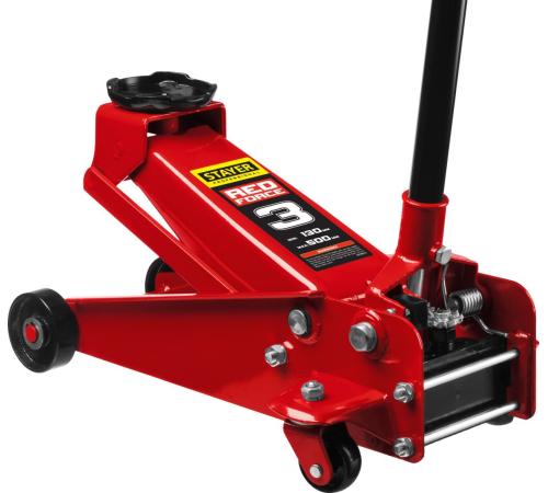 STAYER F-30 RED FORCE, 3 т, 130 - 350 мм, подкатной домкрат с высоким подъемом для СТО, Professional (43150-3)