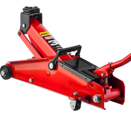 STAYER R-33 RED FORCE, 3 т, 135 - 400 мм, подкатной домкрат с увеличенным подъемом, Professional (43154-3)