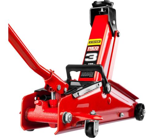 STAYER R-33 RED FORCE, 3 т, 135 - 400 мм, подкатной домкрат с увеличенным подъемом, Professional (43154-3)