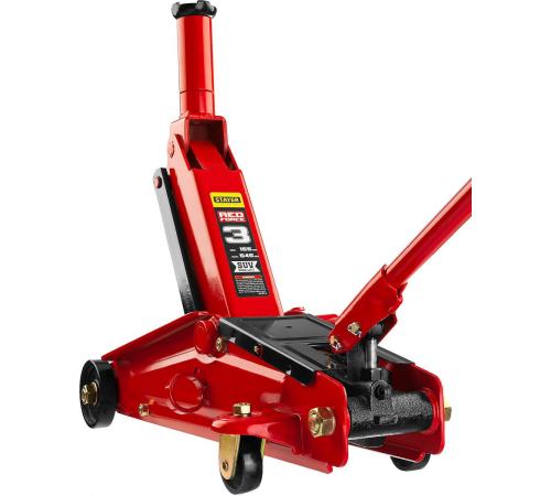 STAYER R-55 RED FORCE, 3 т, 155 - 545 мм, подкатной домкрат с высоким подъемом, Professional (43157-3)