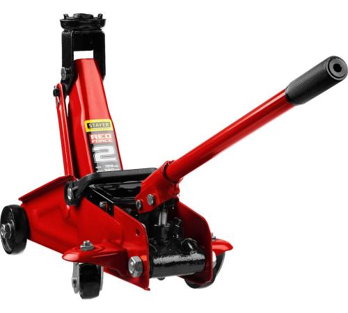 STAYER R-22 RED FORCE, 2 т, 125 - 320 мм, подкатной домкрат для легковых а/м, Professional (43152-2)
