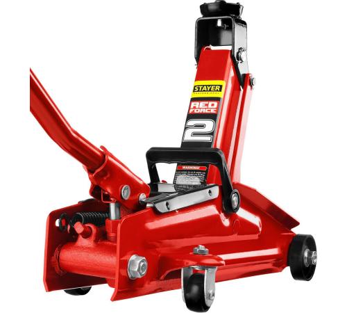 STAYER R-28 RED FORCE, 2 т, 130 - 350 мм, подкатной домкрат для легковых а/м, Professional (43153-2)