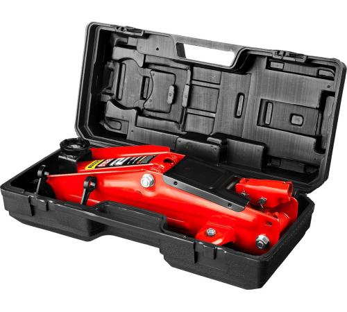 STAYER R-28 RED FORCE, в кейсе, 2 т, 130 - 350 мм, подкатной домкрат для легковых а/м, Professional (43153-2-K)