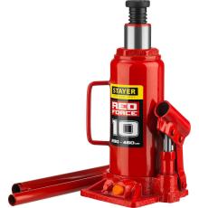 STAYER RED FORCE, 10 т, 230 - 460 мм, бутылочный гидравлический домкрат, Professional (43160-10)