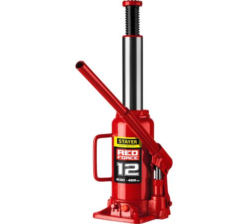 STAYER RED FORCE, 12 т, 230 - 465 мм, бутылочный гидравлический домкрат, Professional (43160-12)