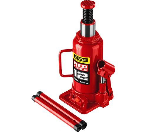 STAYER RED FORCE, 12 т, 230 - 465 мм, бутылочный гидравлический домкрат, Professional (43160-12)