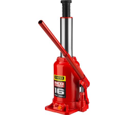 STAYER RED FORCE, 16 т, 230 - 460 мм, бутылочный гидравлический домкрат, Professional (43160-16)