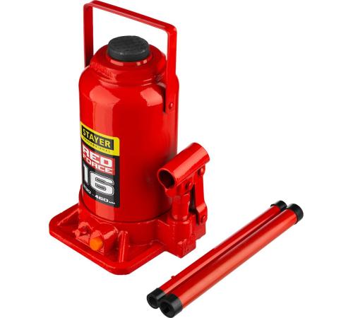 STAYER RED FORCE, 16 т, 230 - 460 мм, бутылочный гидравлический домкрат, Professional (43160-16)