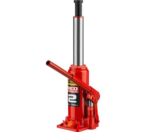 STAYER RED FORCE, 2 т, 181 - 345 мм, бутылочный гидравлический домкрат, Professional (43160-2)