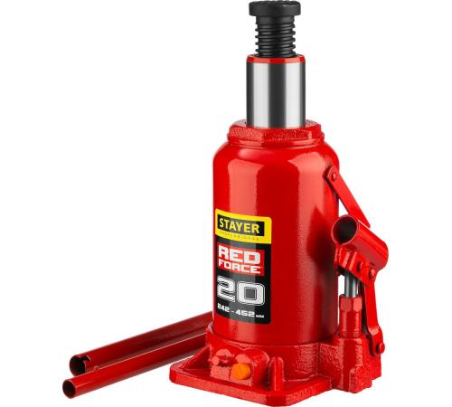 STAYER RED FORCE, 20 т, 242 - 452 мм, бутылочный гидравлический домкрат, Professional (43160-20)