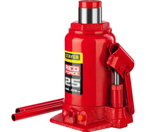 STAYER RED FORCE, 25 т, 240 - 375 мм, бутылочный гидравлический домкрат, Professional (43160-25)