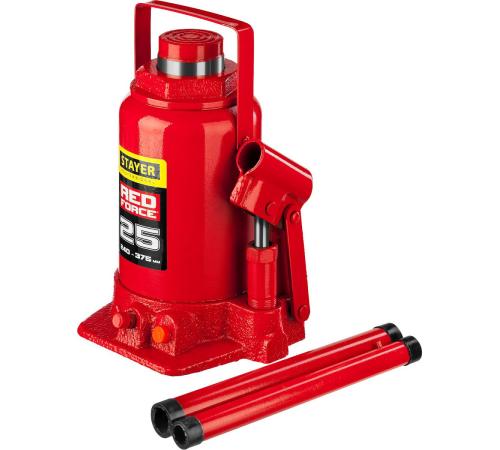STAYER RED FORCE, 25 т, 240 - 375 мм, бутылочный гидравлический домкрат, Professional (43160-25)