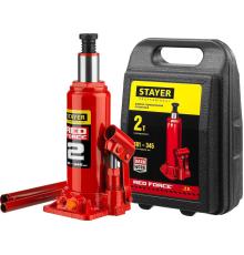 STAYER RED FORCE, в кейсе, 2 т, 181 - 345 мм, бутылочный гидравлический домкрат, Professional (43160-2-K)