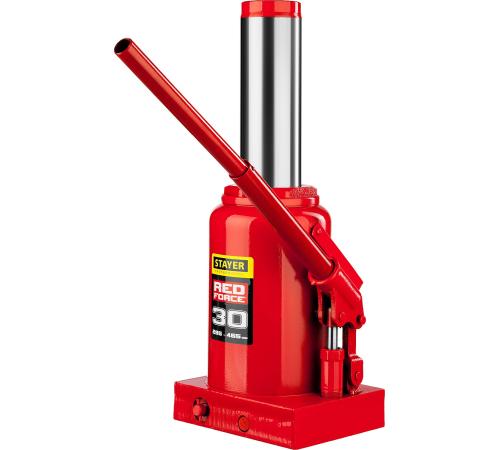 STAYER RED FORCE, 30 т, 285 - 465 мм, бутылочный гидравлический домкрат, Professional (43160-30)