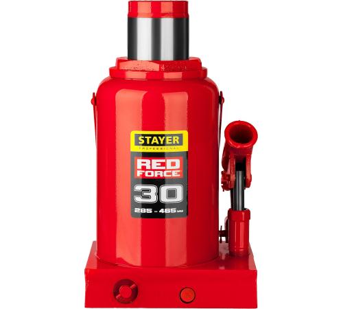 STAYER RED FORCE, 30 т, 285 - 465 мм, бутылочный гидравлический домкрат, Professional (43160-30)