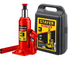 STAYER RED FORCE, в кейсе, 3 т, 194 - 375 мм, бутылочный гидравлический домкрат, Professional (43160-3-K)