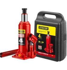 STAYER RED FORCE, в кейсе, 4 т, 195 - 380 мм, бутылочный гидравлический домкрат, Professional (43160-4-K)