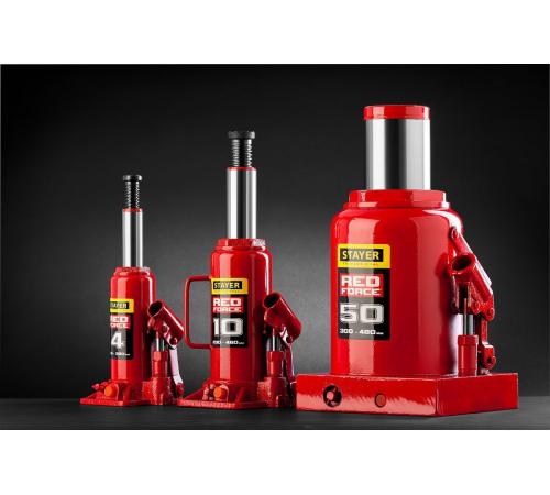 STAYER RED FORCE, в кейсе, 4 т, 195 - 380 мм, бутылочный гидравлический домкрат, Professional (43160-4-K)