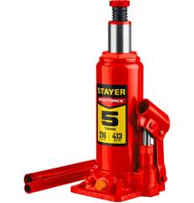 STAYER RED FORCE, 5 т, 216 - 413 мм, бутылочный гидравлический домкрат, Professional (43160-5)