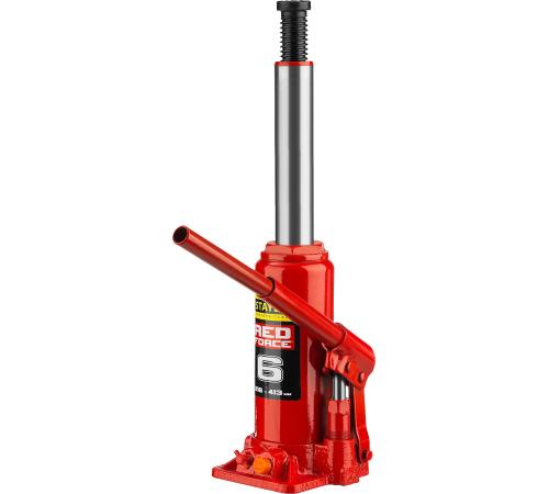 STAYER RED FORCE, 6 т, 216 - 413 мм, бутылочный гидравлический домкрат, Professional (43160-6)