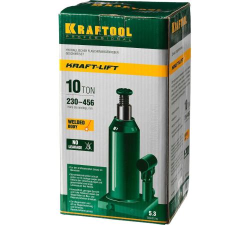 KRAFTOOL KRAFT-LIFT, 10 т, 230 - 460 мм, бутылочный гидравлический домкрат (43462-10)