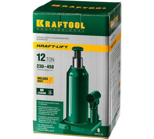 KRAFTOOL KRAFT-LIFT, 12 т, 230 - 460 мм, бутылочный гидравлический домкрат (43462-12)