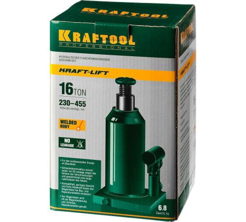 KRAFTOOL KRAFT-LIFT, 16 т, 230 - 460 мм, бутылочный гидравлический домкрат (43462-16)