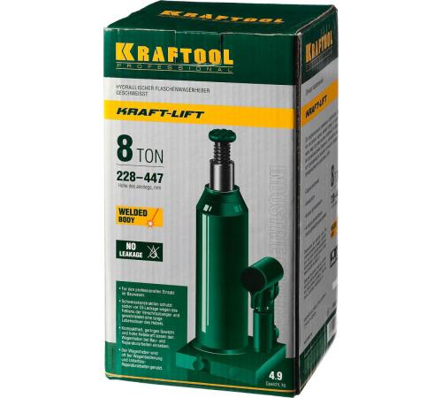 KRAFTOOL KRAFT-LIFT, 8 т, 230 - 457 мм, бутылочный гидравлический домкрат (43462-8)