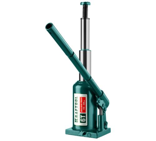 KRAFTOOL DOUBLE RAM, 6 т, 170 - 420 мм, с увеличенным подъемом, двухштоковый бутылочный домкрат (43463-6)