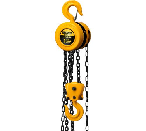 STAYER ProLift, 2 т, 2.5 м, ручная цепная шестеренная таль, Professional (4308-2)