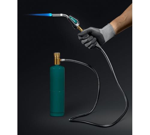 KRAFTOOL KS-8000, со шлангом 1.4м с пьезоподжигом на баллон турбо нагрев + 30% 2000°C, Газовая горелка Blue Fire (55512)