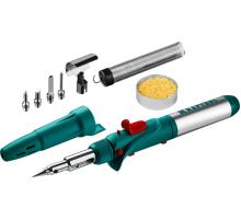 KRAFTOOL SolderGas, 120 K, 30 - 120 Вт, 1300°С, горелка, фен, пьезоподжиг, набор 10 в 1, газовый паяльник (55503-H10)