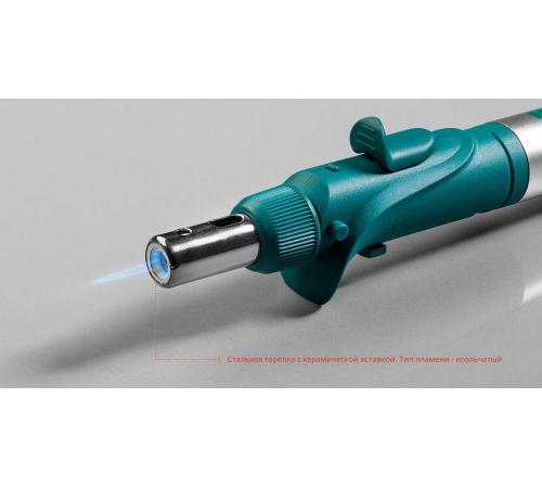 KRAFTOOL SolderGas, 120 K, 30 - 120 Вт, 1300°С, горелка, фен, пьезоподжиг, набор 10 в 1, газовый паяльник (55503-H10)