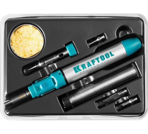KRAFTOOL SolderGas, 70 B, 30 - 70 Вт, 1300°С, горелка, фен, набор 8 в 1, газовый паяльник (55504-H8)