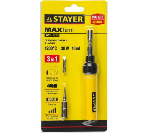 STAYER MS 300, 40 Вт, 1200°С в наборе: 4 в 1, горелка, фен, 2 жала, газовый паяльник (55506-H4)